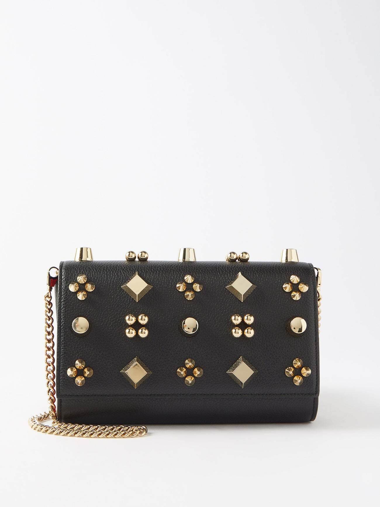 Christian Louboutin - Paloma Studded Leather Clutch Bag - Womens - Black Gold