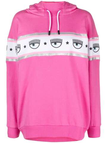 chiara ferragni eyelike-embossed cotton hoodie - pink