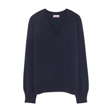 Tricot Recycled cashmere V-neck sweater in navy