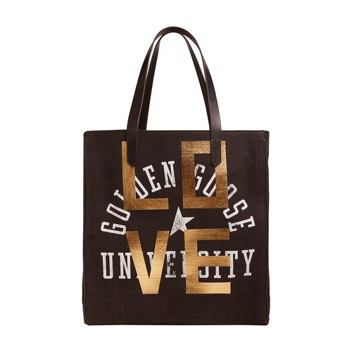 Golden Goose California bag N-S University Love in black / gold / white