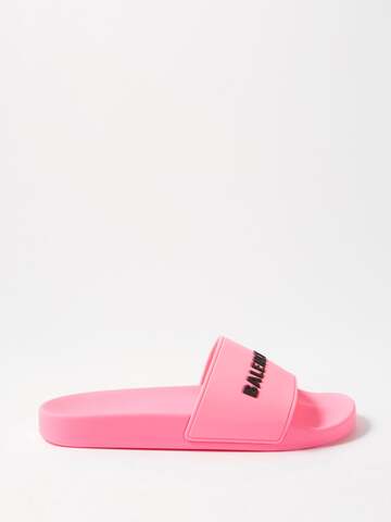 balenciaga - logo-print rubber slides - womens - pink
