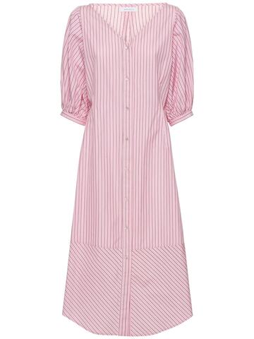 SAKS POTTS Nina Cotton Poplin Midi Dress in pink