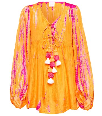 Anna Kosturova Exclusive to Mytheresa â Tie-dyed silk blouse in orange