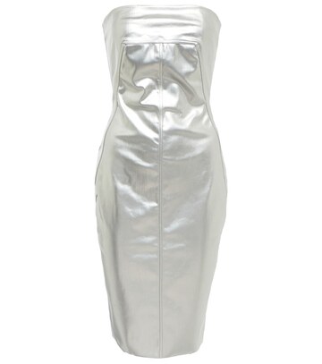 Rick Owens Coated cotton strapless minidress in silver