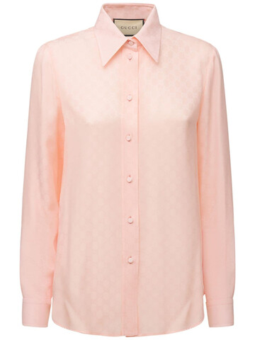 gucci gg jacquard silk crepe shirt in pink