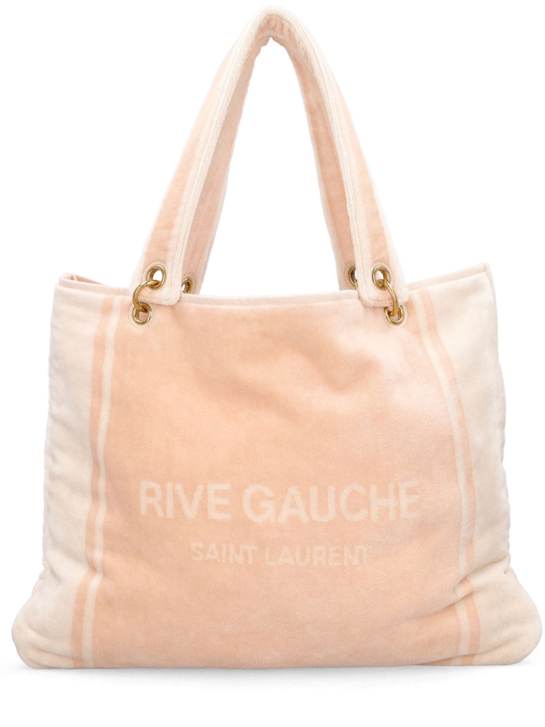 SAINT LAURENT Rive Gauche Toweling Tote Bag in pink