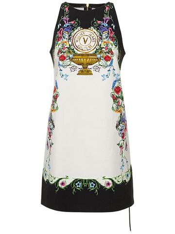 versace jeans couture garden printed stretch cotton mini dress