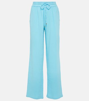 melissa odabash krissy cotton mid-rise wide-leg pants in blue