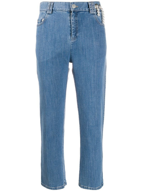 Act N°1 mid rise cropped embellished jeans in blue