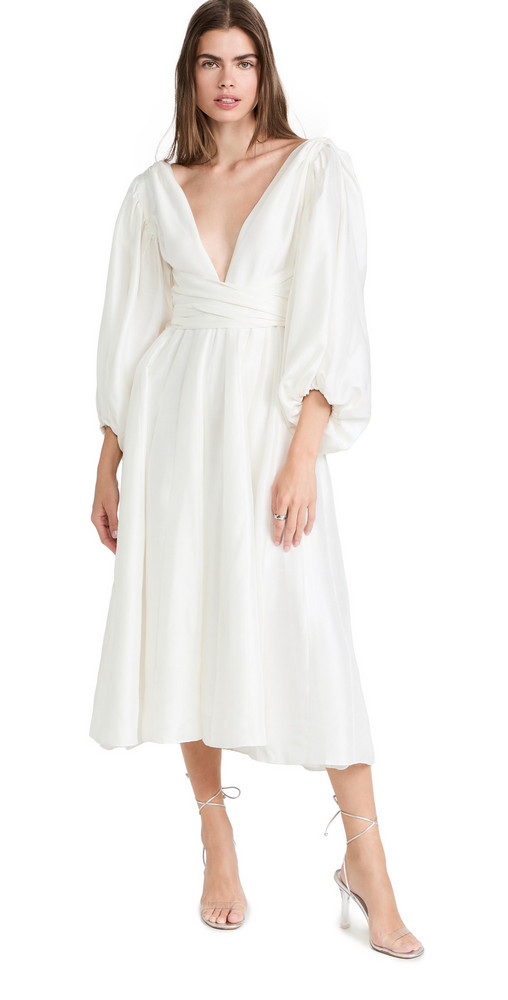 Azeeza Cera Silk Dress in white