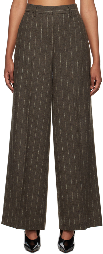 remain birger christensen brown pinstripe wide trousers