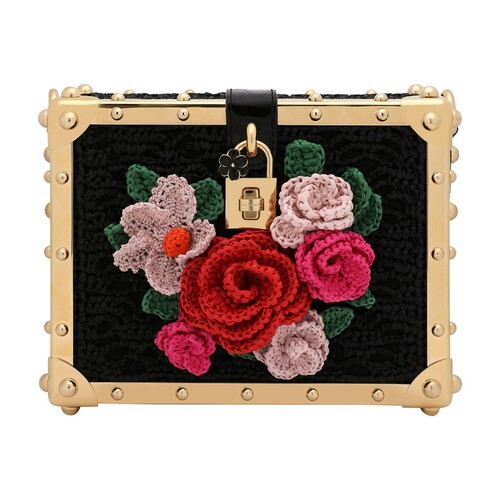 Dolce & Gabbana Raffia crochet Dolce Box bag in black
