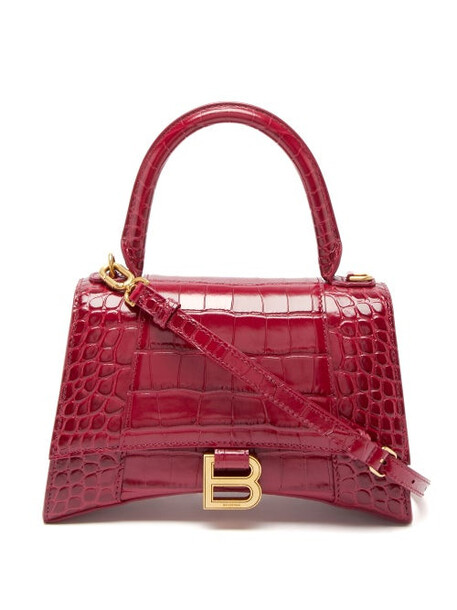 Balenciaga - Hourglass Small Crocodile-effect Leather Bag - Womens - Pink