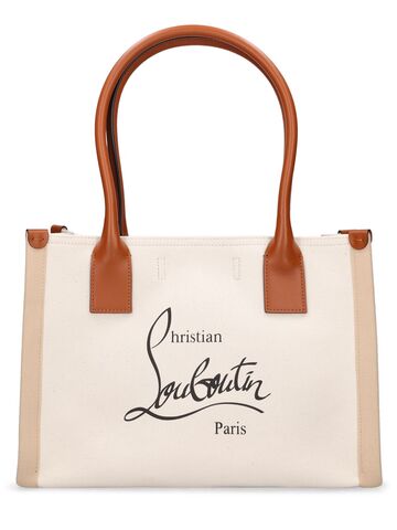 christian louboutin small nastroloubi canvas tote bag in natural