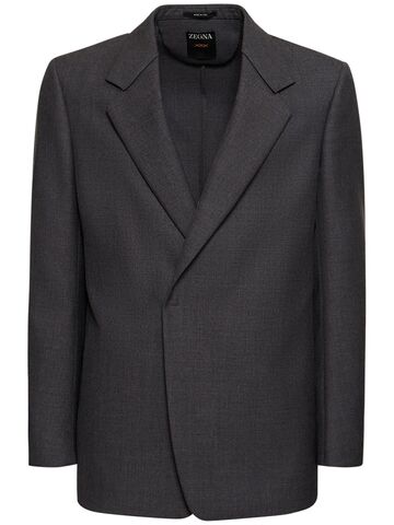 zegna tailored wool coat in grey