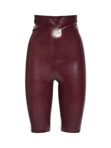 ALESSANDRO VIGILANTE Latex Effect High Waist Biker Shorts in burgundy