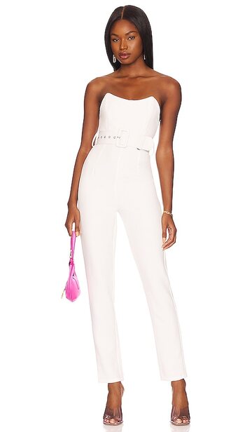 superdown naomi belted jumpsuit in white