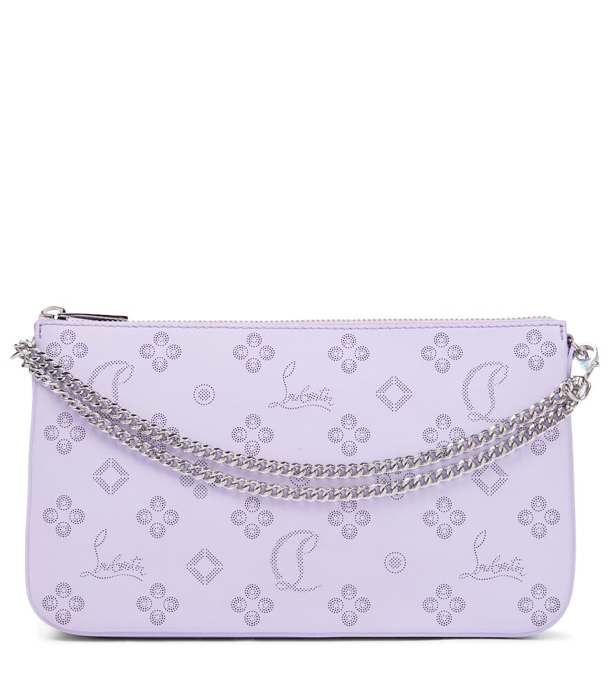 Christian Louboutin Loubila perforated leather clutch in purple