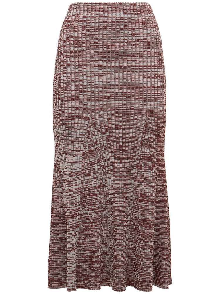 SELF-PORTRAIT Viscose Blend Rib Knit Midi Skirt