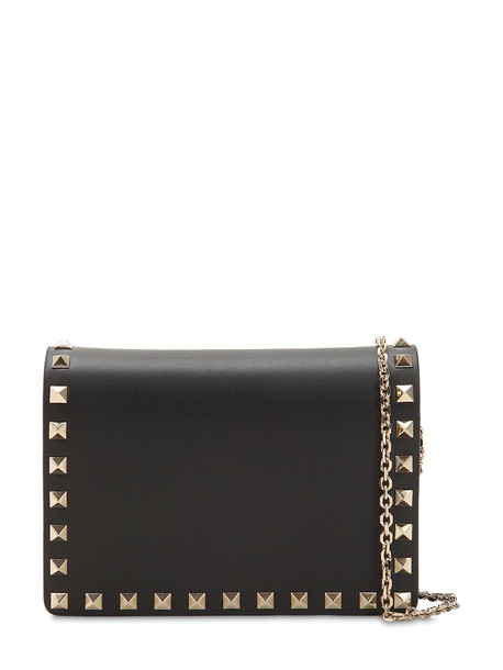 VALENTINO Rockstud Embellished Leather Pouch in black