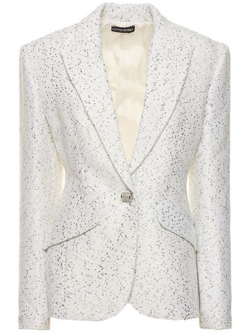 david koma crystal & sequin embellished jacket in white