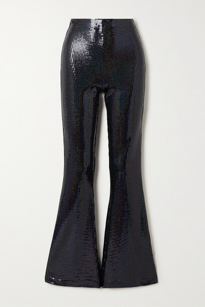 Dodo Bar Or - Gabrielle Embellished Metallic Stretch-knit Flared Pants - Black
