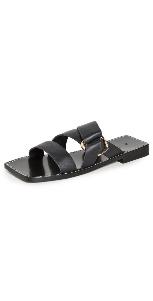 Aje Oasis Strap Leather Ring Sandals in black