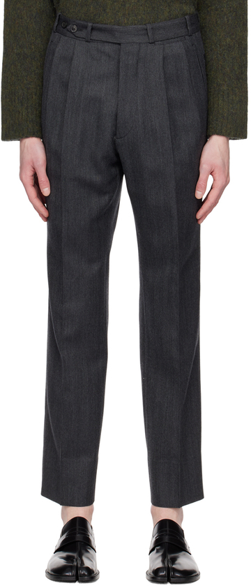 maison margiela gray pleated trousers in grey