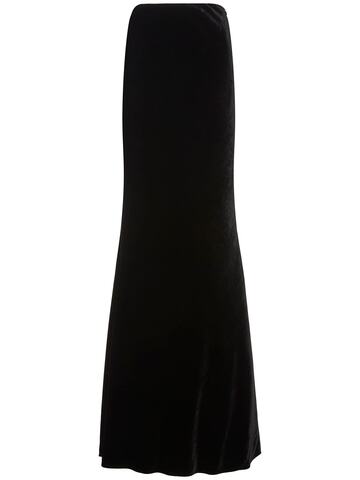 alessandra rich velvet long skirt w/ train in black