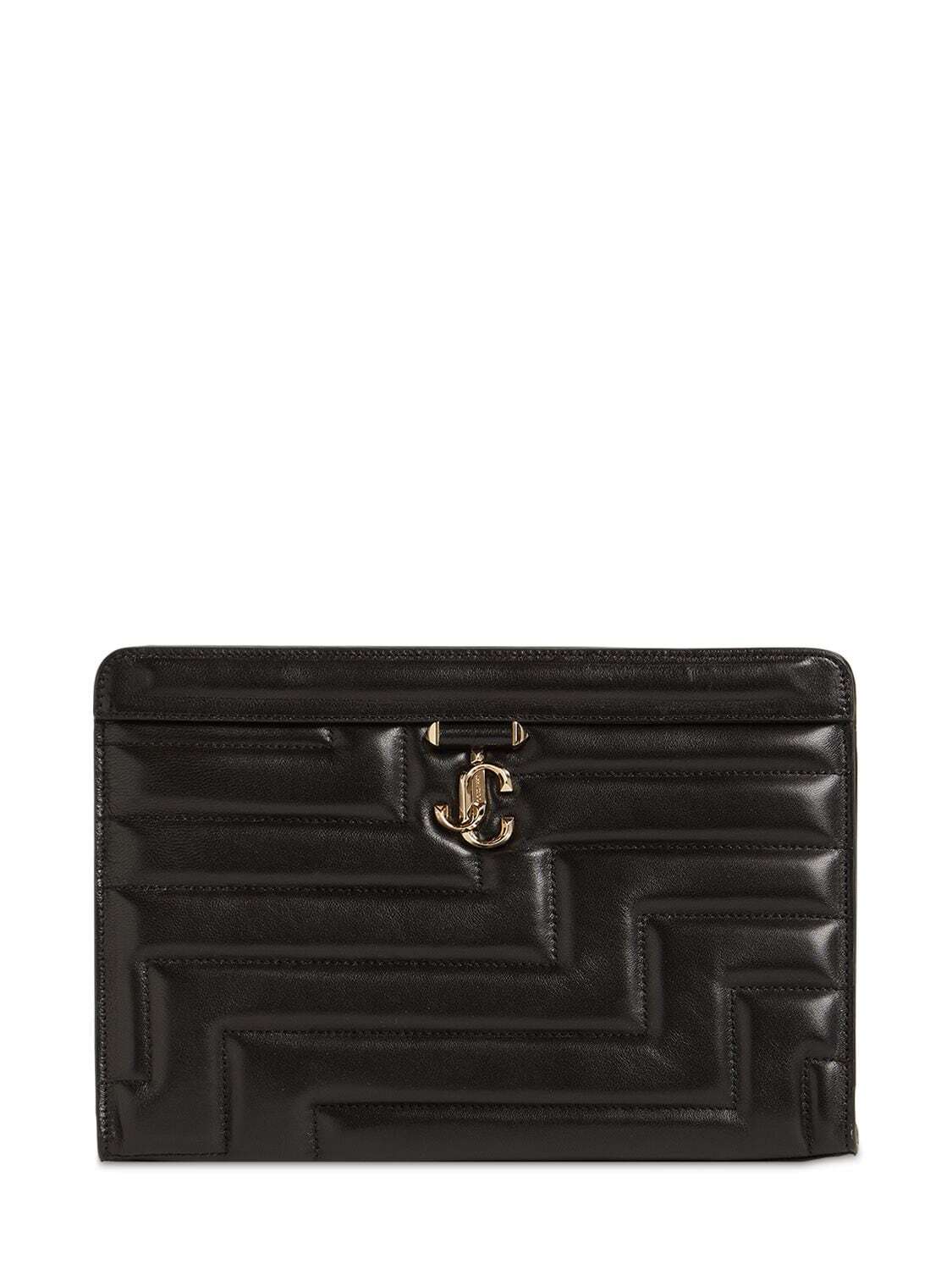 JIMMY CHOO Varenne Quilted Napa Leather Clutch in black