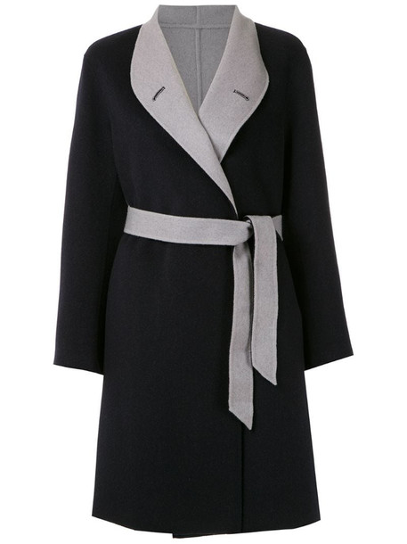 Emporio Armani wrap-style coat in black
