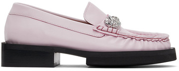 GANNI Pink Faux-Leather Loafers in lilac