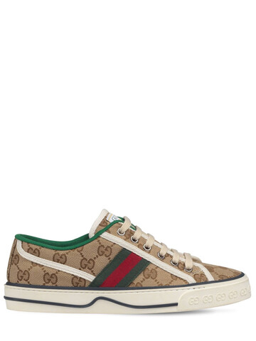 10mm Gucci Tennis 1977 Canvas Sneakers in brown / green