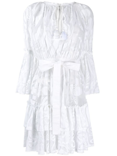 Emilio Pucci floral mesh short dress in white