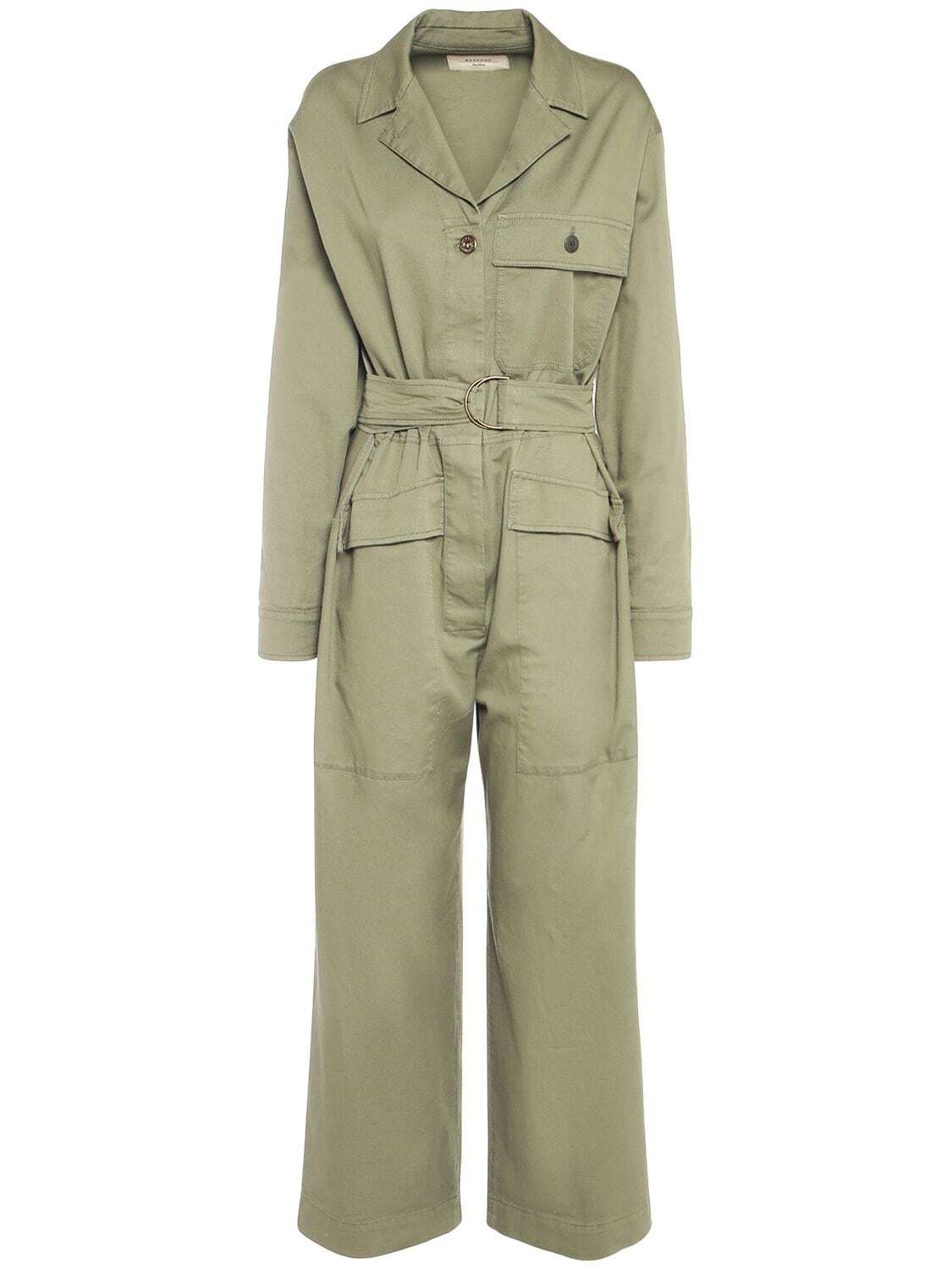WEEKEND MAX MARA Nogal Casual Cotton Twill Jumpsuit in green