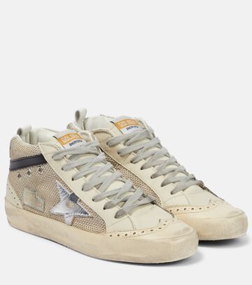 golden goose mid star glitter, suede and leather sneakers