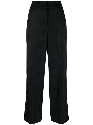 sacai pinstripe wool cropped trousers - black