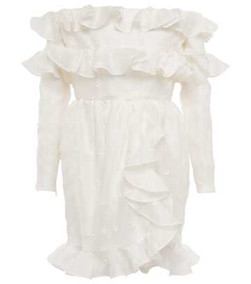 Giambattista Valli Embroidered silk off-shoulder minidress in white