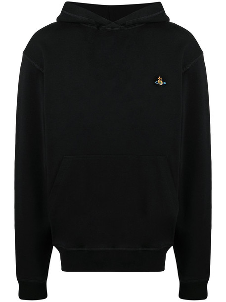 Vivienne Westwood logo-embroidered cotton hoodie - Black