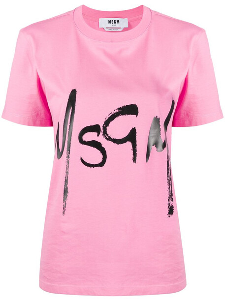 MSGM logo print T-shirt in pink