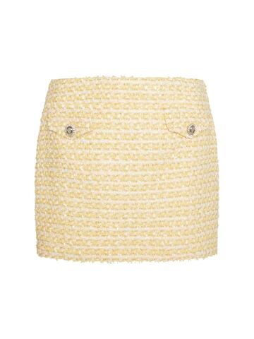 ALESSANDRA RICH Tweed Bouclé Mini Skirt W/ Lurex in yellow