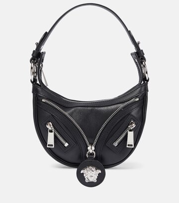versace repeat mini leather shoulder bag in black