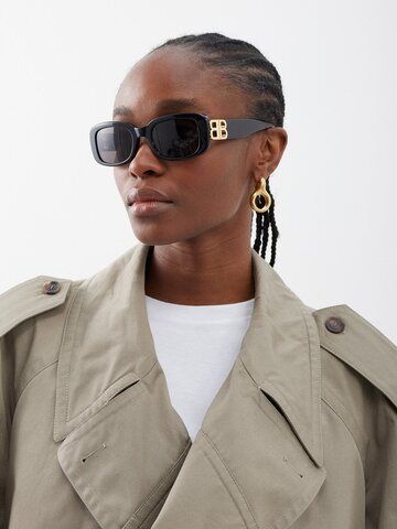 balenciaga eyewear - dynasty bb rectangle acetate sunglasses - womens - black