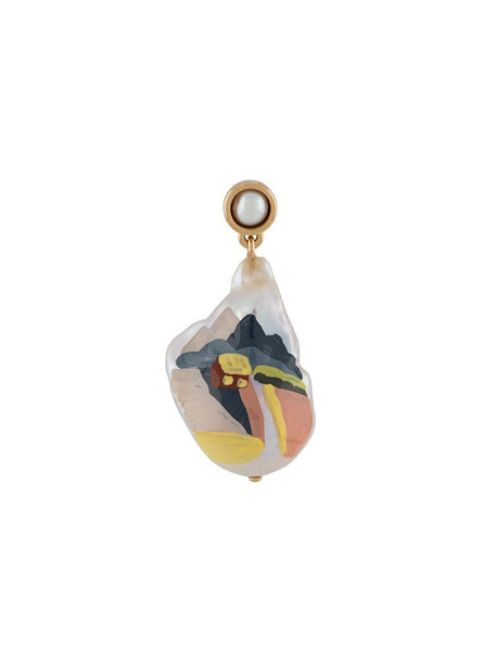 Bottega Veneta abstract-print drop earring in neutrals
