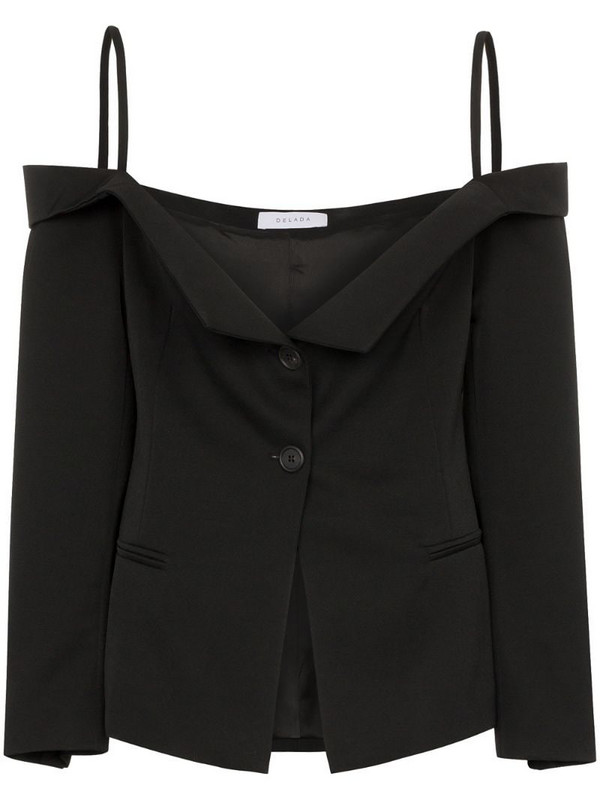 Delada off-the-shoulder blazer top in black