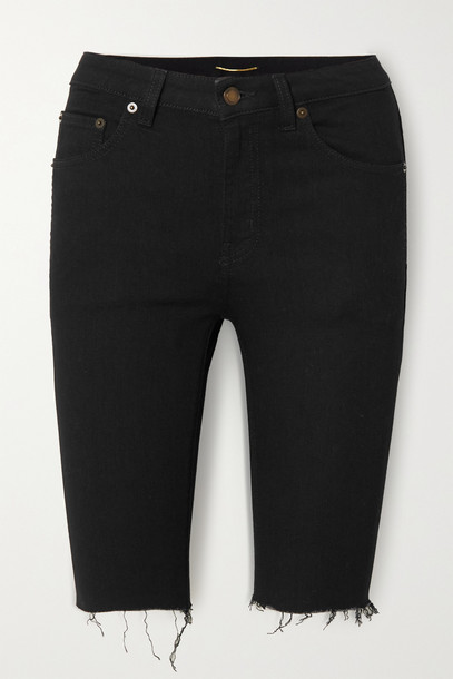 SAINT LAURENT - Frayed Denim Shorts - Black