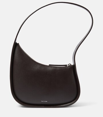 the row half moon leather shoulder bag in brown