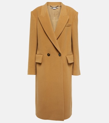 stella mccartney double-breasted wool coat in beige