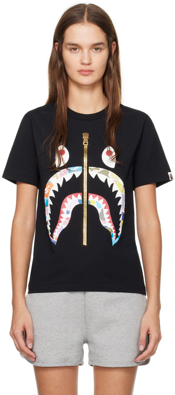 bape black multi camo shark t-shirt
