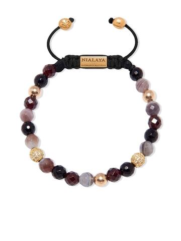 nialaya jewelry crystal-embellished beaded bracelet - black
